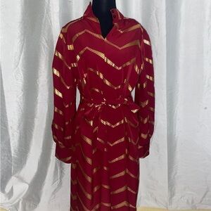 Elegant Red and Gold Women's Dress